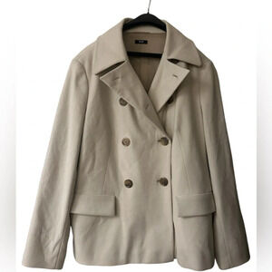 Hugo Boss women’s XL (10) wool/cotton pea coat winter white/cream excellent cond